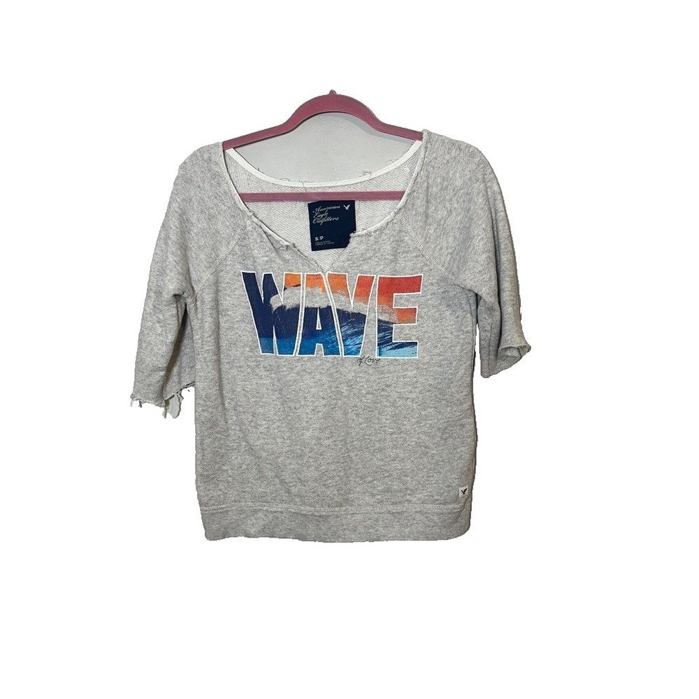 American Eagle Distressed Sweatshirt S Grunge Y2K Indie Skater Retro 2000s